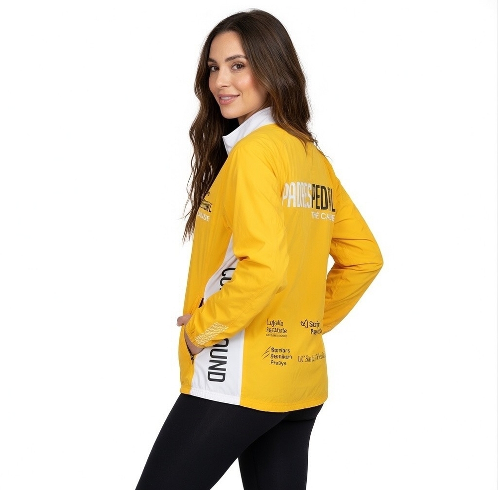 Primal Padres Pedal The Cause Womens Windbreaker XXL Yellow Cycling Jacket NWT